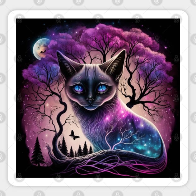 Creepy Birman Cat Sticker by Enchanted Reverie